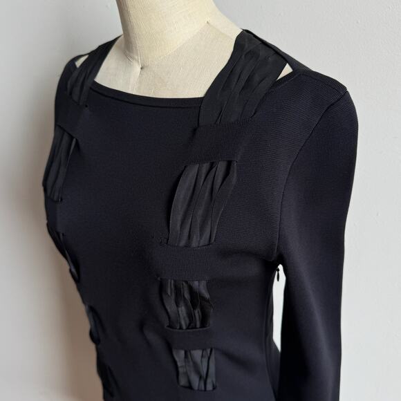 Vintage AKRIS for Bergdorf Goodman Silk Knit Knee Length Ribbon Dress - Picture 6 of 12